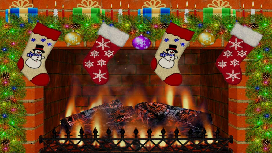камин, огонь, пламя, тепло, рождество, новый год, праздник