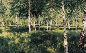 isaac levitan, birch forest, painting