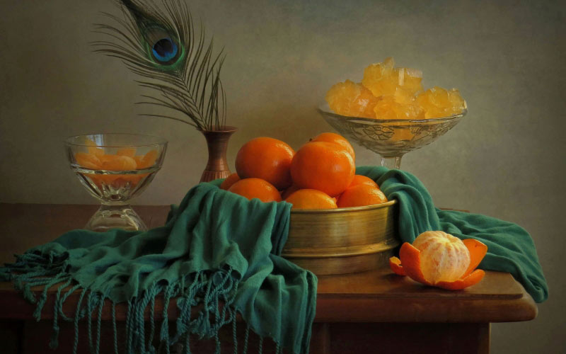 tangerines, still life, food, fruit