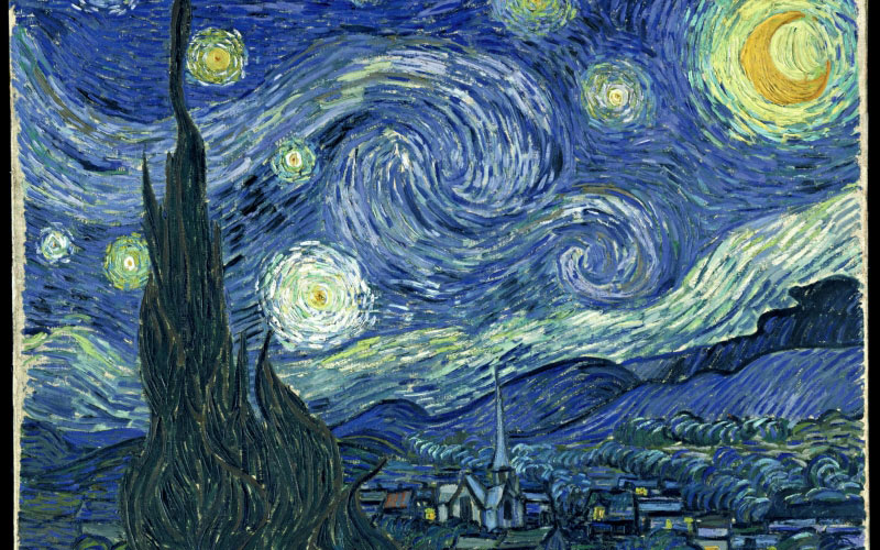 Ван Гог, масло, холст, живопись, звёздная ночь