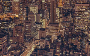 new york, city, buildings, architecture, night, dark, lights, aerial, rooftops, towers, high rises, urban