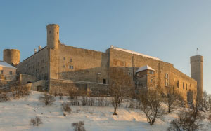 замок, старинный, зима, архитектура, история, Эстония, Таллин