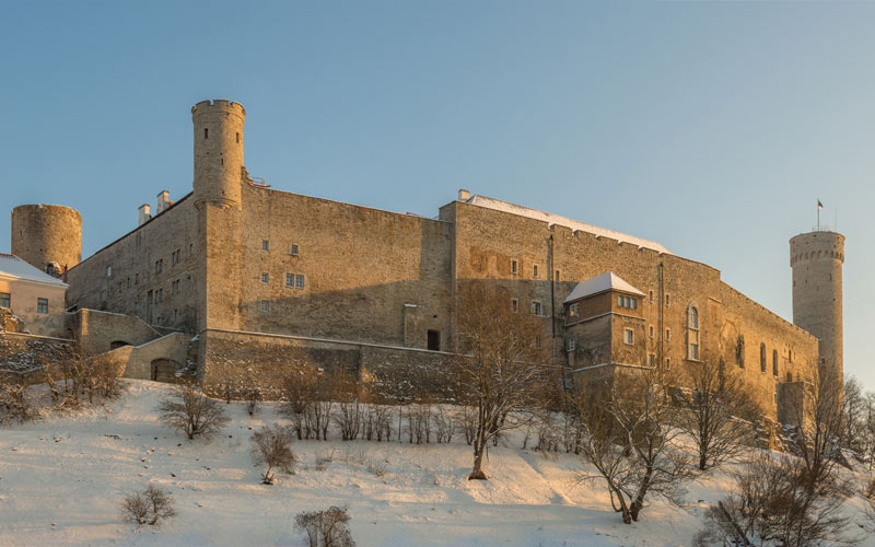 замок, старинный, зима, архитектура, история, Эстония, Таллин