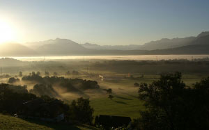 morning, nature, valley, vilage, fog, summer, mountains
