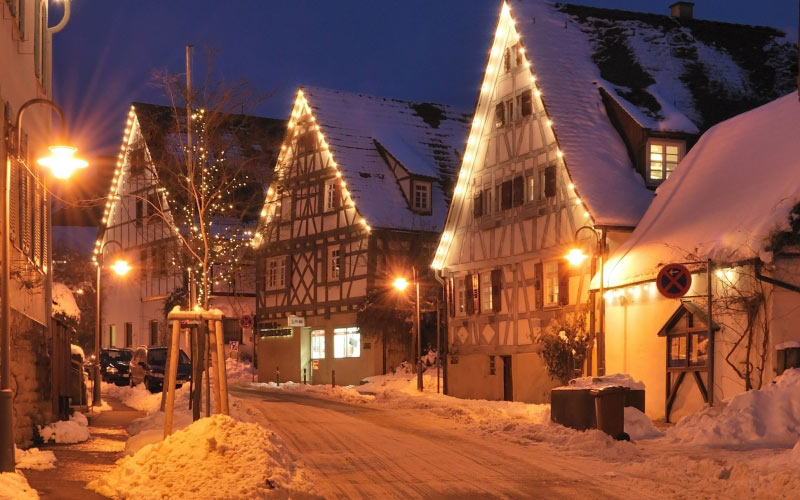 Германия, Рождество, Новый Год, улица, вечер, праздники, иллюминация