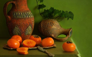 quince, pottery, ceramics, still life, autumn, Uzbek ceramics