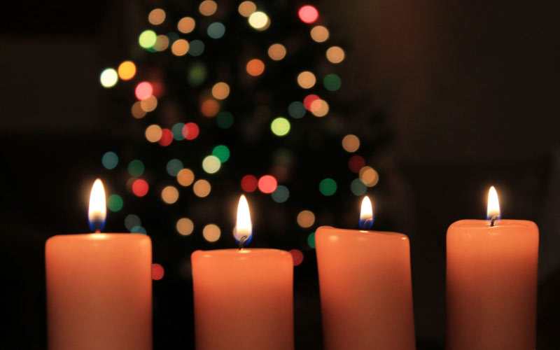 Новый год, рождество, праздники, новогодняя ёлка, свечи, горящие свечи