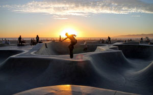 skateboarding, beach, sports, sunset