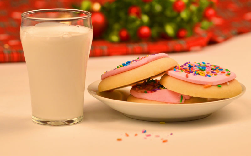 новый год, рождество, молоко для санты, печенье