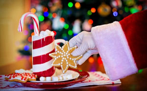 горячий шоколад, какао, рождественское печенье, шоколад, праздники, вкусно, уют, новый год, Санта-Клаус, рождество
