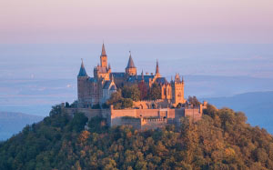 castle, sunrise, fortress, morgenstimmung, hohenzollern castle, germany, mountain, architecture, history
