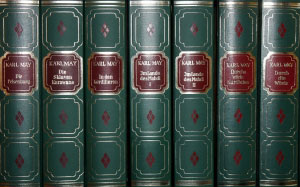 books, leather covers, old, literature, antiquariat, library, bookshelf, bookcase, study, karl may, novels
