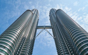 architecture, buildings, kuala lumpur, malaysia, perspective, petronas twin towers, sky, skyscrapers