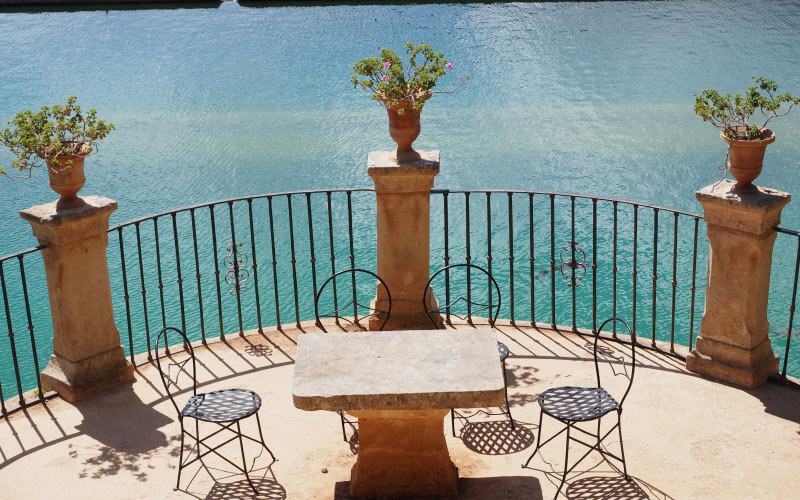 стулья, стол, стул, пикник, балкон, терраса, вид на море, романтичный