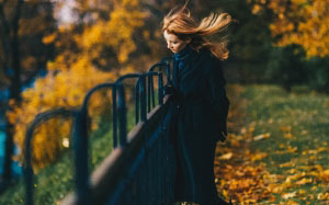 autumn, leaves, blonde, hair, blur, girl, landscape, nature, outdoors, park, scenery, scenic, trees, woman, woods
