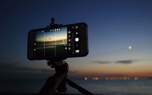 camera, iphone, night, evening, sunset, coast, sky, sea