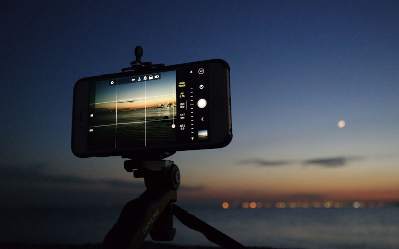 camera, iphone, night, evening, sunset, coast, sky, sea