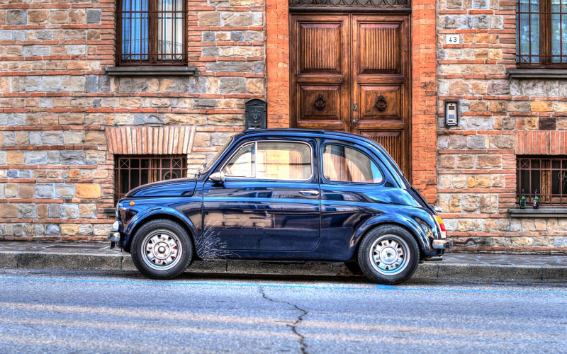 car, fiat, fiat 500, hdr, dynamic, vehicle, italy, cattolica, classic, old, city, vintage, automobile