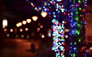 новогодние огни, рождество, рождество, новый год, ночь, улица, праздник, украшение, праздничный, боке