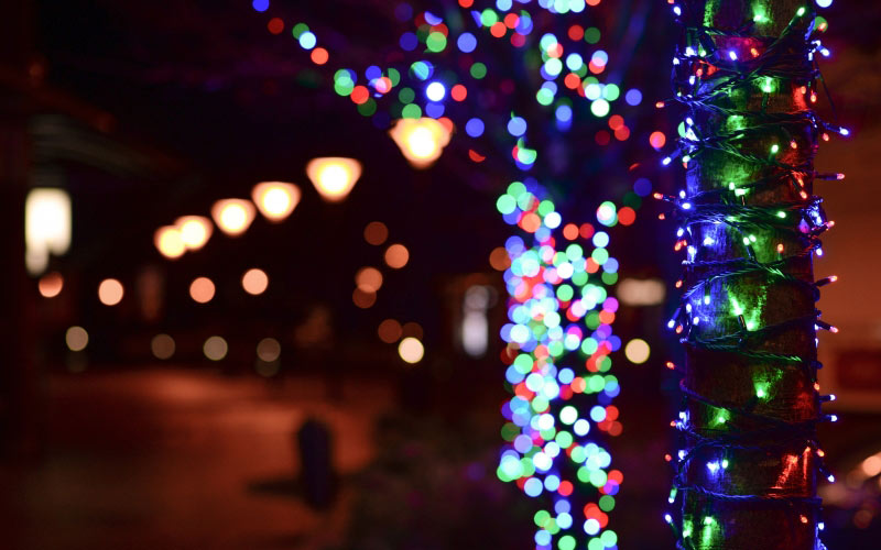 christmas lights, christmas, xmas, new year, night, street, holiday, decoration, fesive, bokeh