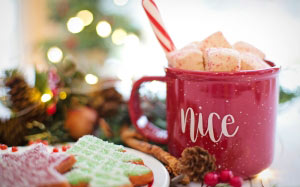 christmas, xmas, new year, hot chocolate, cocoa, nice, drink, hot, mug, cozy, holiday, beverage, cup, red, warm, comfort, marshmallows