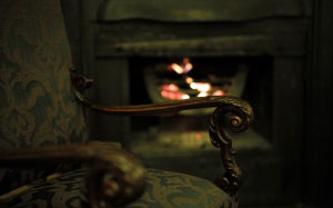cozy, fireplace, chair, antique, interior, room