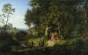 adrian ludwig richter, spring, painting, landscape, oil on canvas