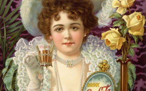 drink, coca-cola, advertising, poster, woman, fancy clothes