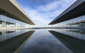 architectural, design, architecture, buildings, futuristic, glass, modern, reflection, steel, water, windows