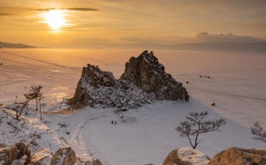 sunset, winter, snow, sky, rock, freezing, evening, bedrock, ice cap, nunatak, tundra, glacier, arctic, ice, frost