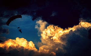 clouds, sky, sunset, sport, sunlight, atmosphere, fly, dusk, evening, high, darkness, parachute, paraglider, air sports, parachutist