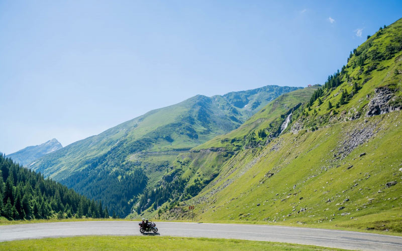 motorcycle, motorbike, landscape, spring, mountains, nature, road