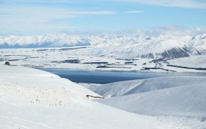 winter, lake, tekapo, landscape, mountains, snow, nature