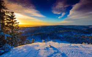landscape, nature, winter, snow, mountains, sunset, mountains, sky
