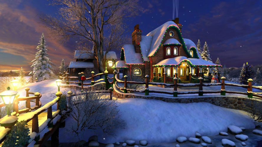 christmas, xmas, new year, winter, house, snow, night, holiday, home, cottage