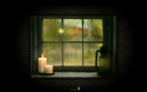 оконное стекло, капли дождя, дождь, комната, уют, окно, стекло, свечи, фонарь, фея