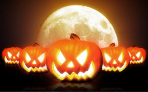 хэллоуин, тыквы, страшно, летучие мыши, луна, праздник