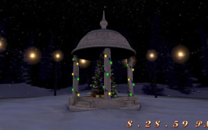 christmas tree, xmas, christmas, new year, gazebo, winter, night, fireworks, holidays, snow