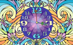 clock, analog clock, flowers, time, mechanic clock