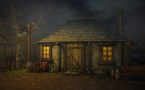 night, village, house, country