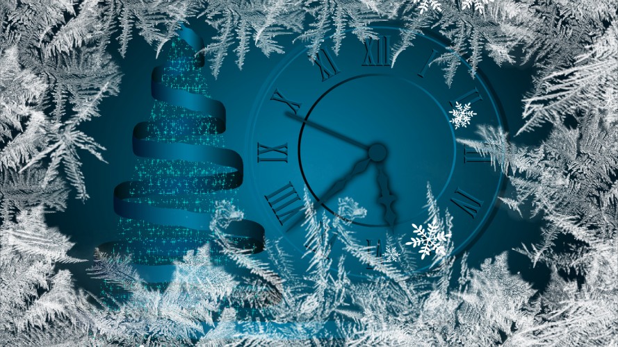 рождество, новый год, праздник, часы, время, механические часы, лед, мороз, снежинки, зима