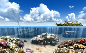 под водой, дельфины, рыбы, кораллы, море, океан, вода, тропики, вода