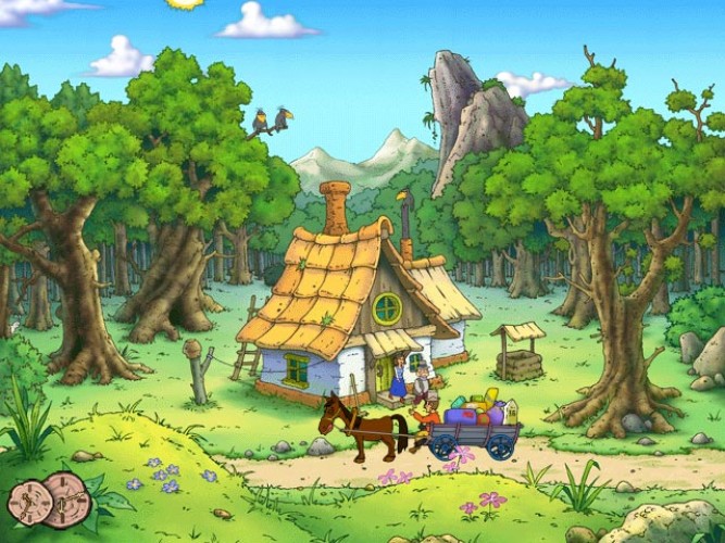 nature, forest, country, village, peaceful, house, hut, cartoon