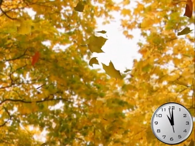 autumn, fall, trees, leaves, leafs, nature, 3d, clock, time
