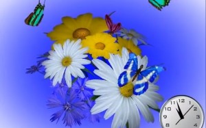 flowers, bouquet, seasons, summer, 3d, nature, butterflies, butterfly, clock, time