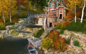 watermill, fall, autumn, nature
