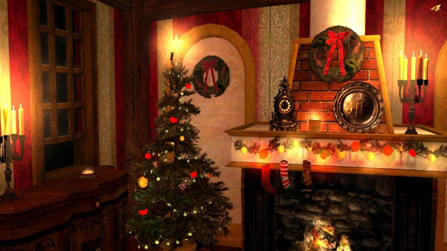 камин, рождество, новый год, елка, дом, комната, уют