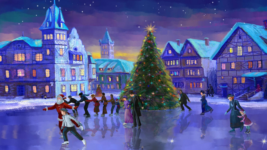 christmas, xmas, new year, christmas tree, winter, artistic, new year, holiday, ice rink