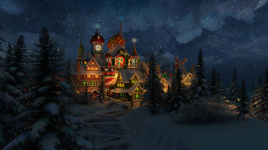christmas, xmas, new year, castle, santa, elves, fairy