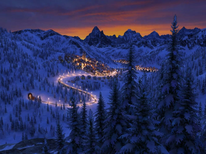 зима, пейзаж, природа, альпы, деревня, долина, гора, праздник, рождество, новый год, праздник